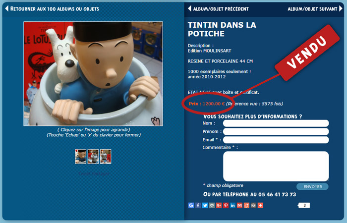 Potiche Tintin 44 cm
