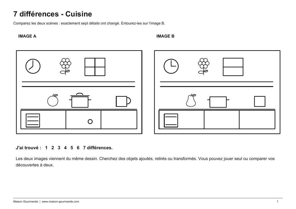 7 différences - cuisine - page 1
