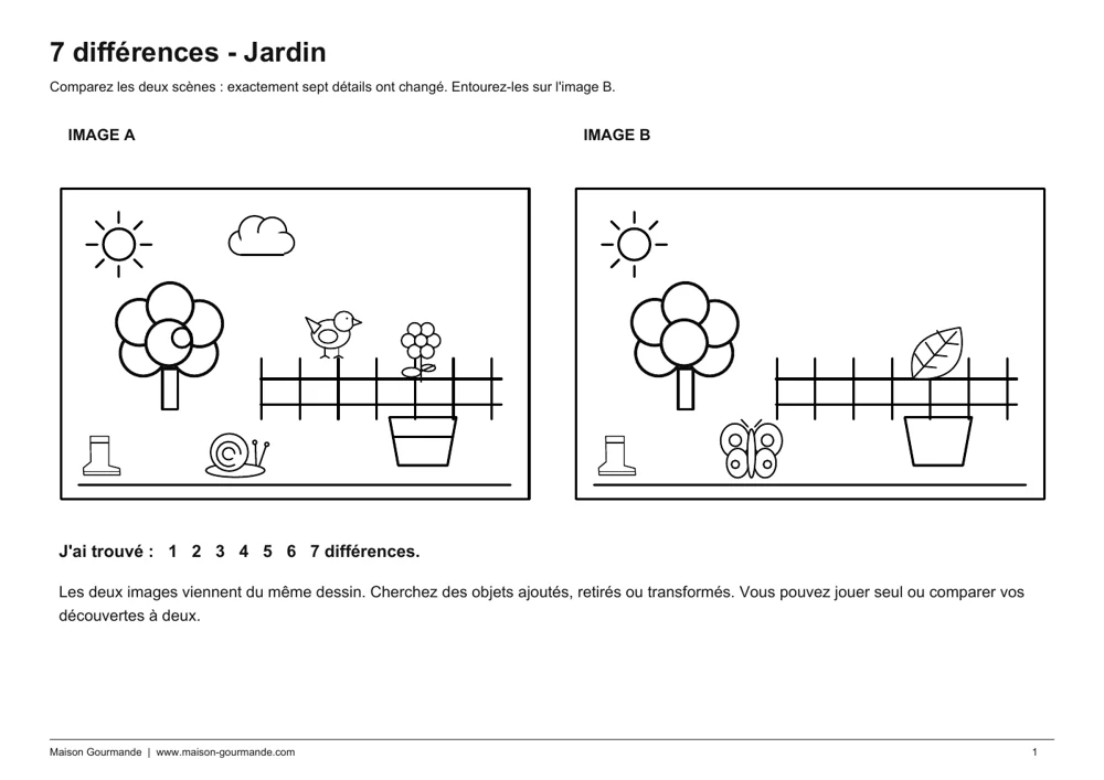 7 différences - jardin - page 1
