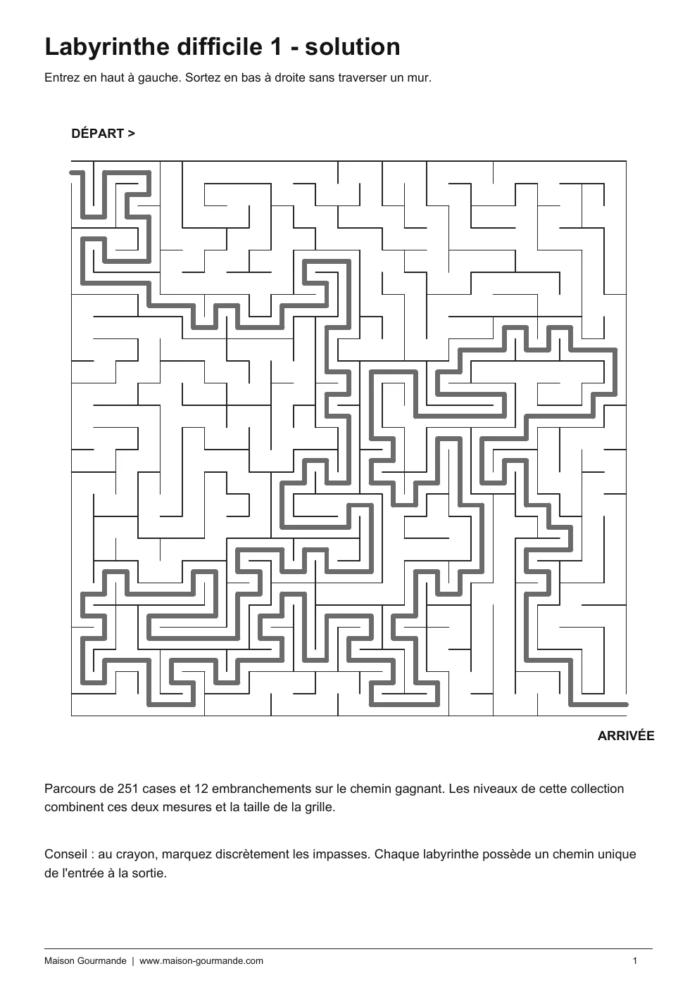 Labyrinthe - difficile 1 solution - page 1