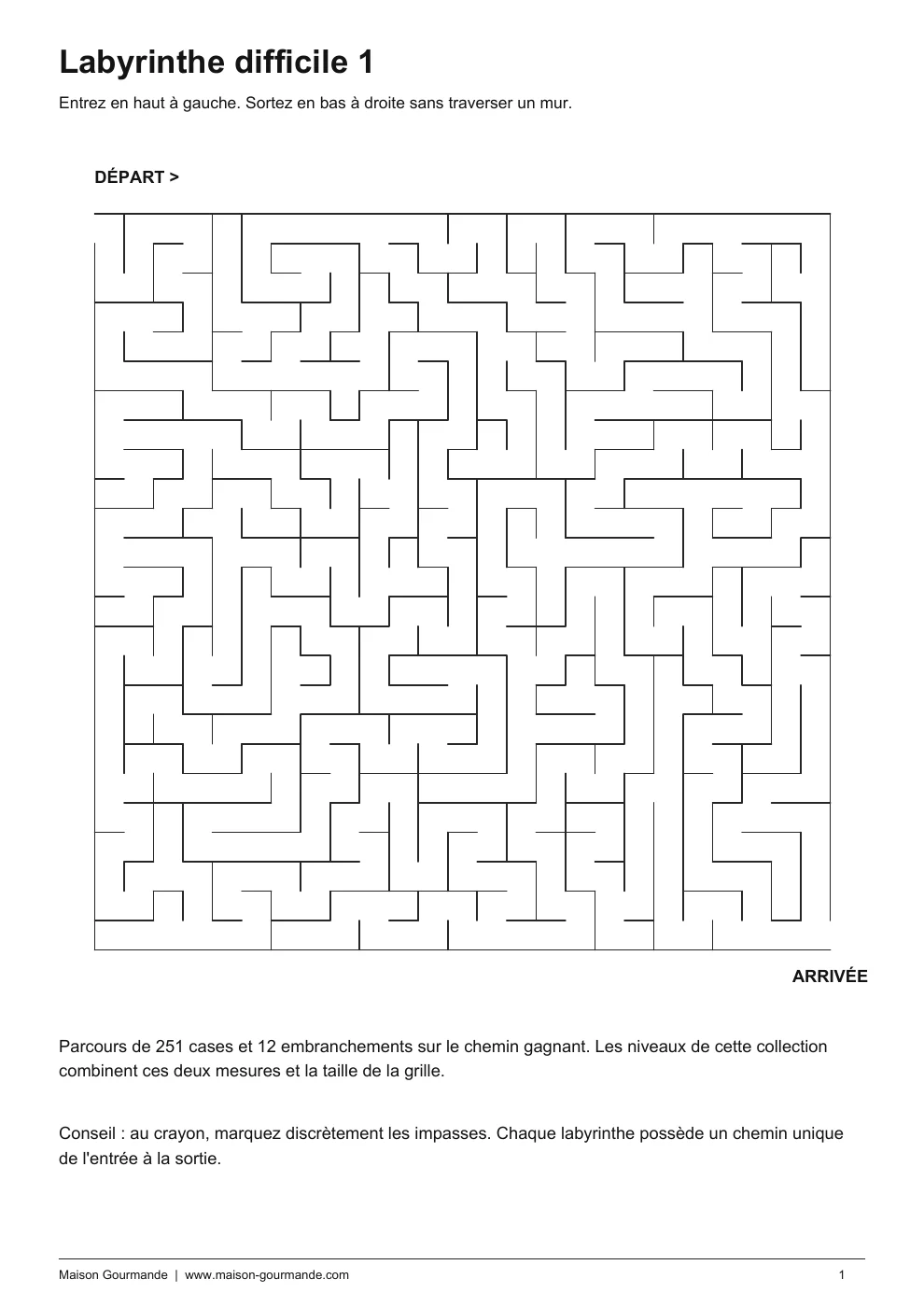 Labyrinthe - difficile 1 - page 1