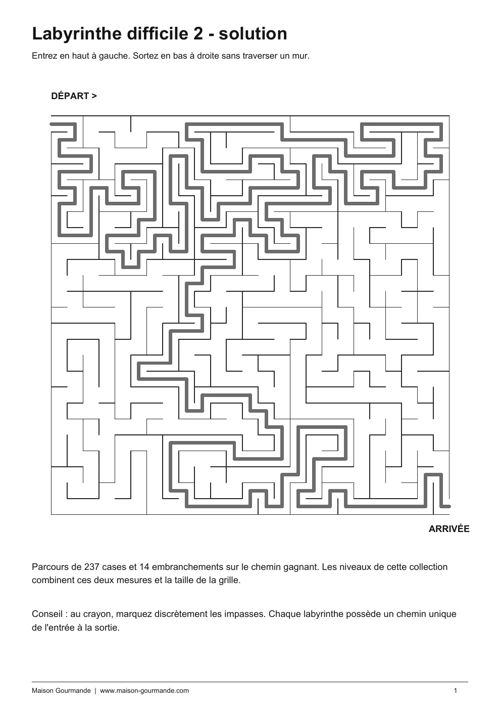Labyrinthe - difficile 2 solution - page 1