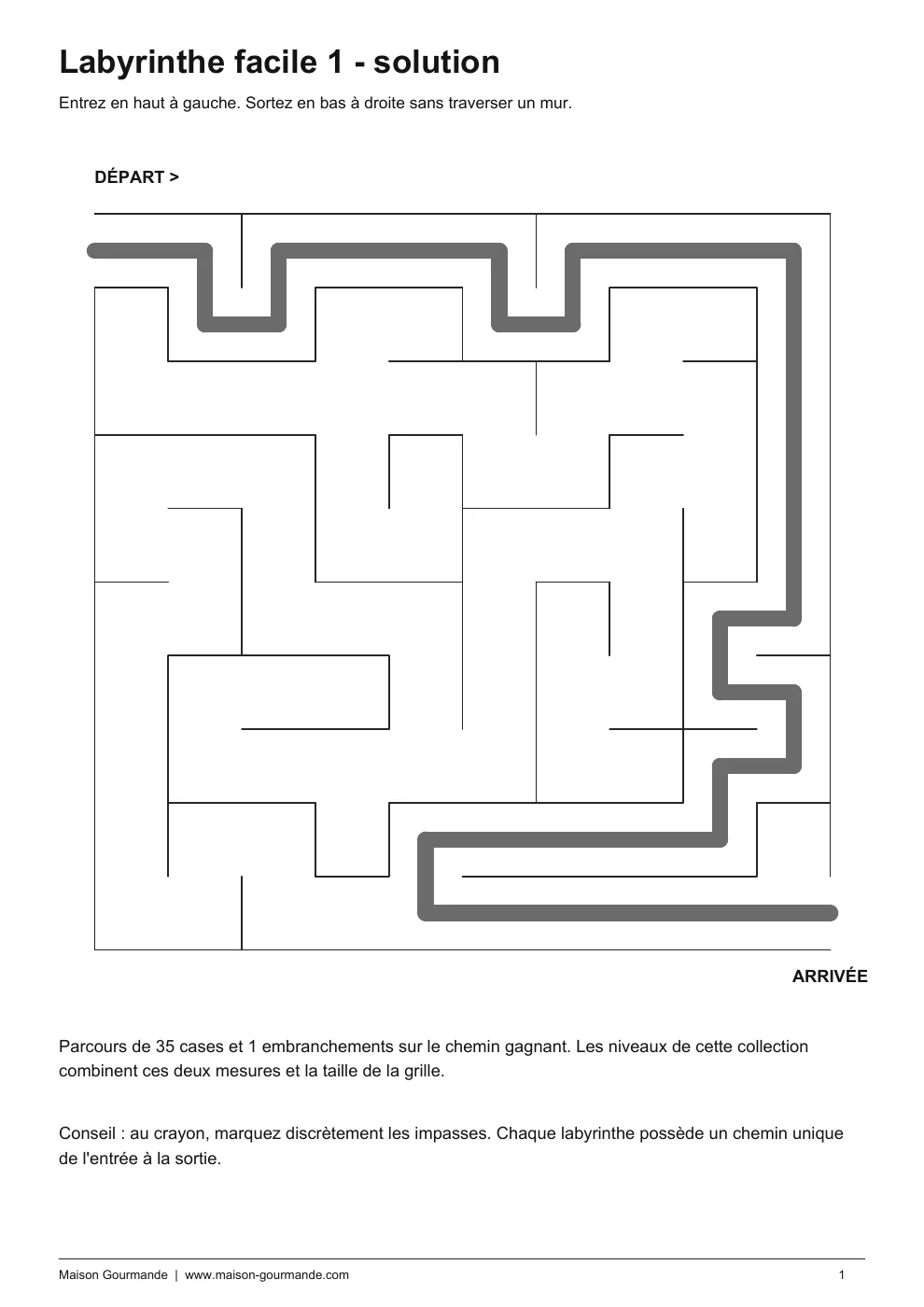 Labyrinthe - facile 1 solution - page 1