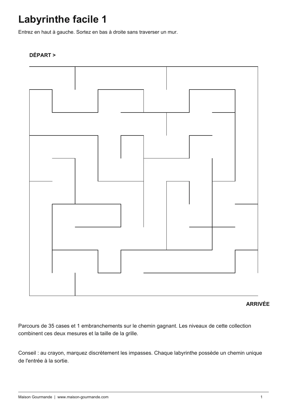 Labyrinthe - facile 1 - page 1