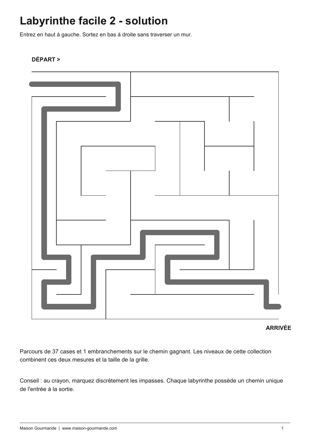 Labyrinthe - facile 2 solution - page 1