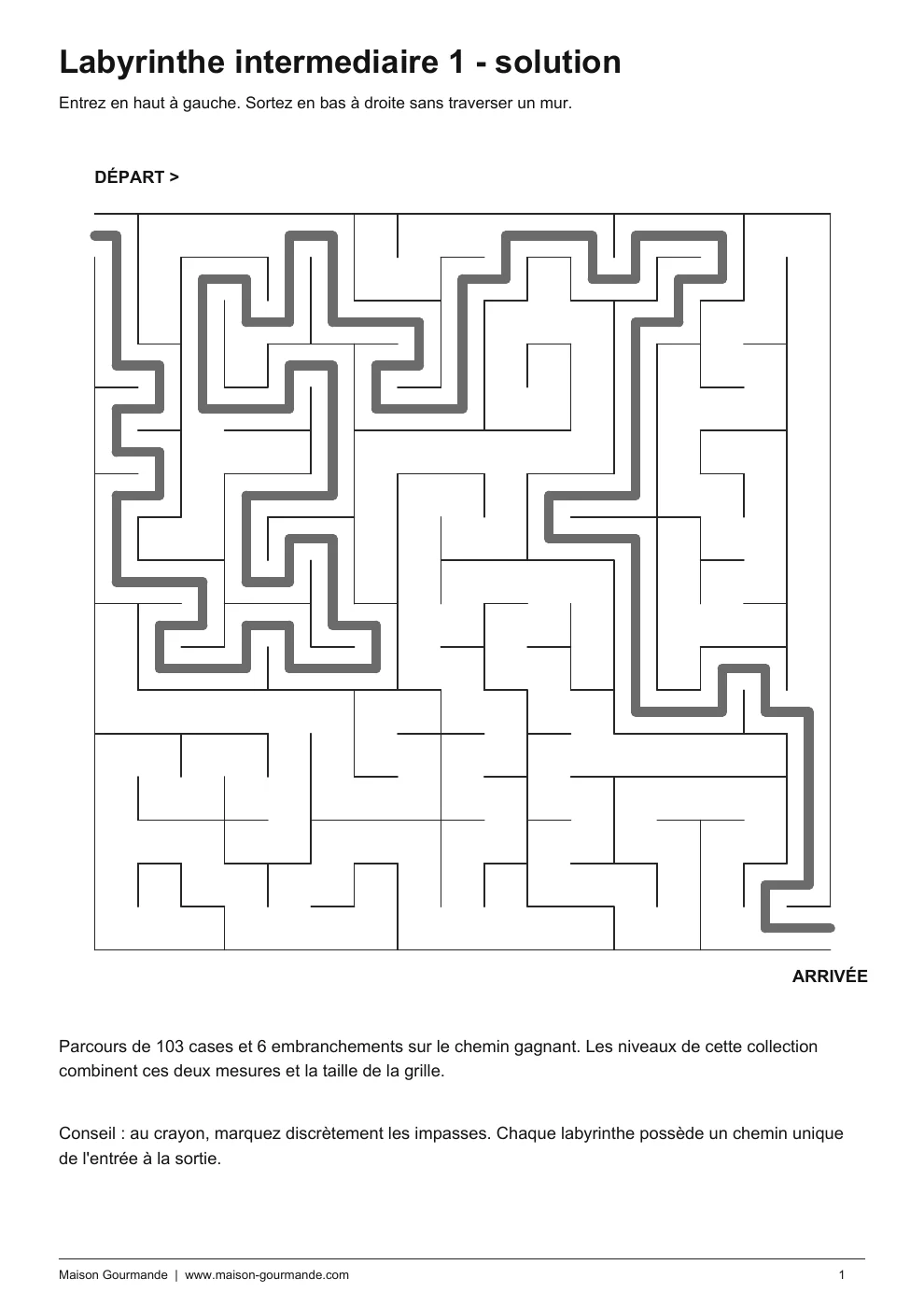 Labyrinthe - intermédiaire 1 solution - page 1