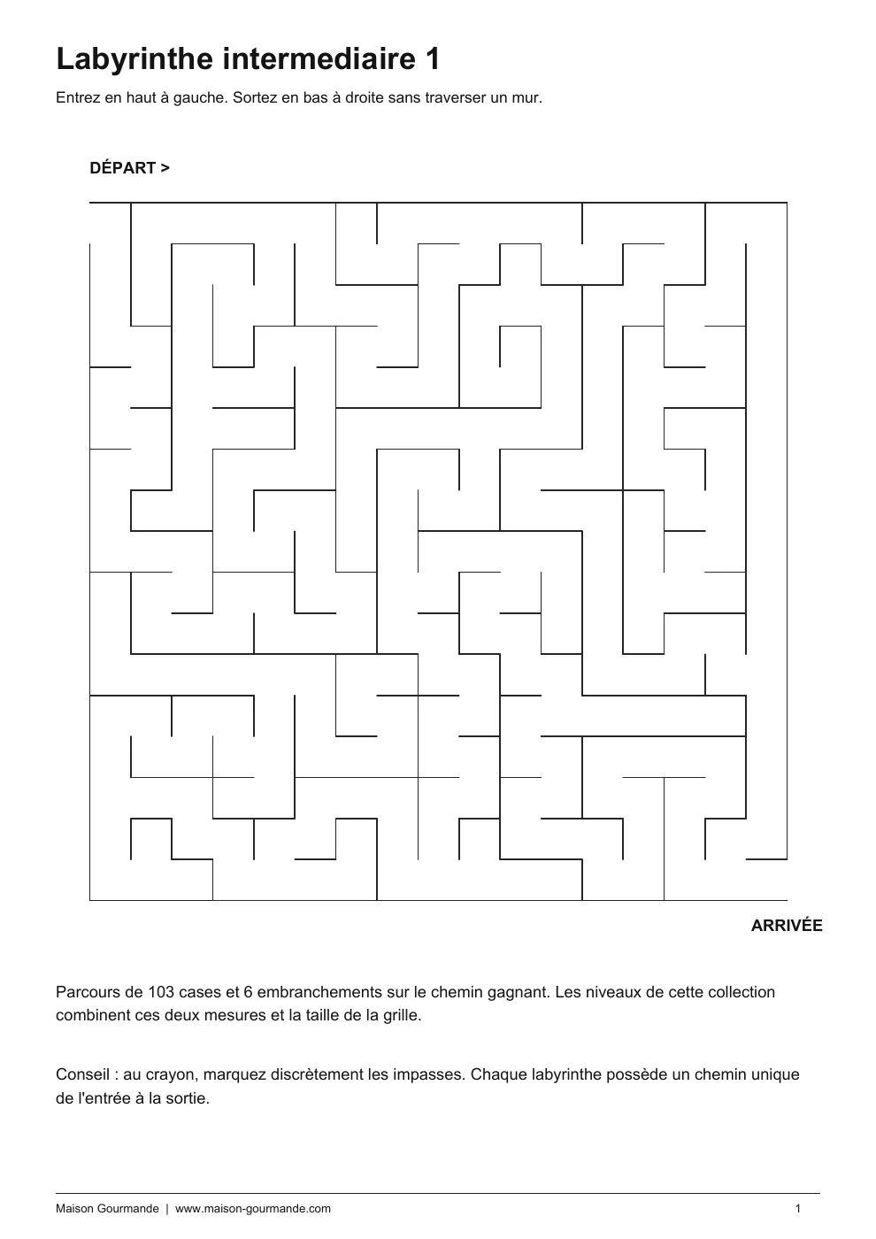 Labyrinthe - intermédiaire 1 - page 1