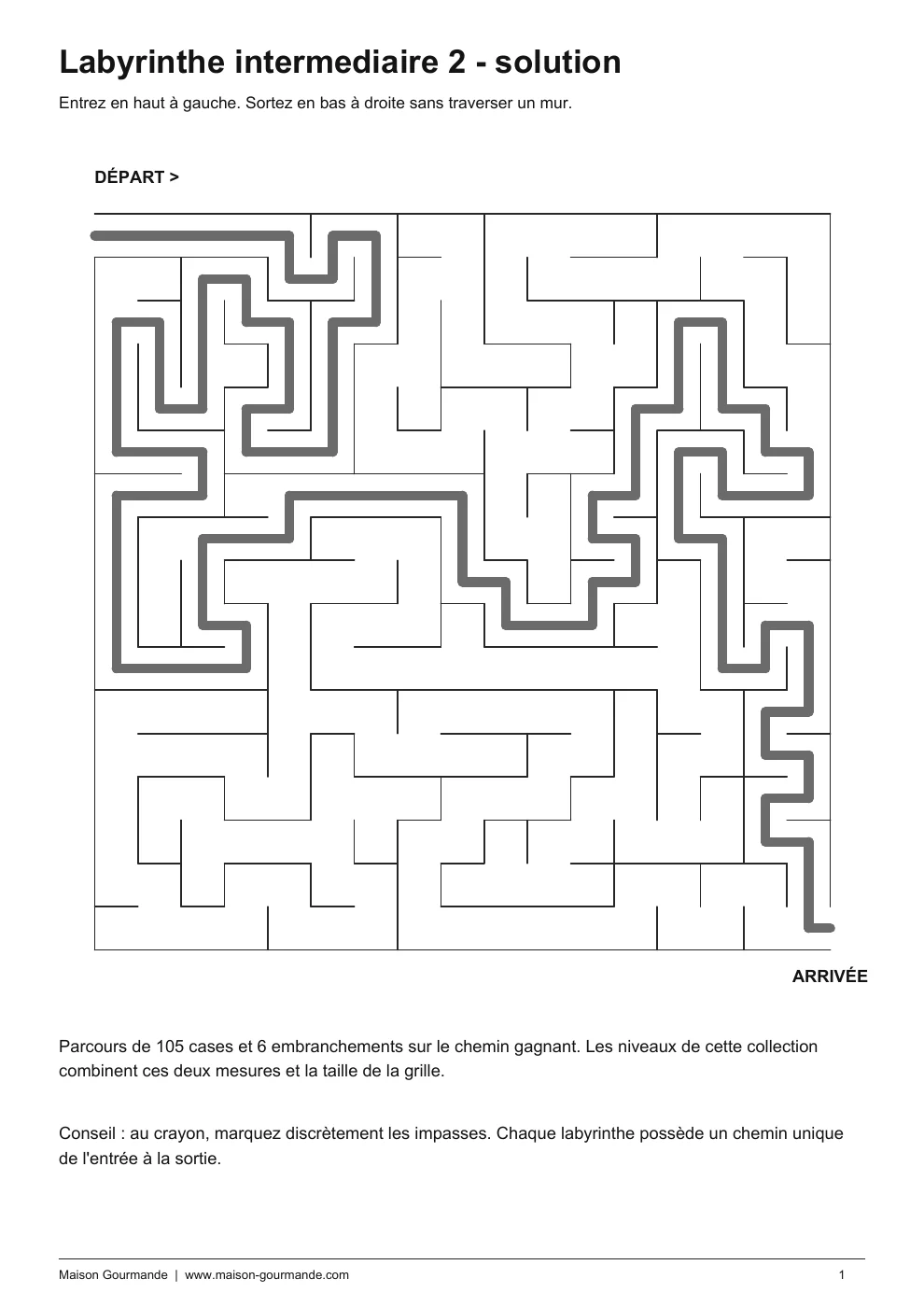 Labyrinthe - intermédiaire 2 solution - page 1