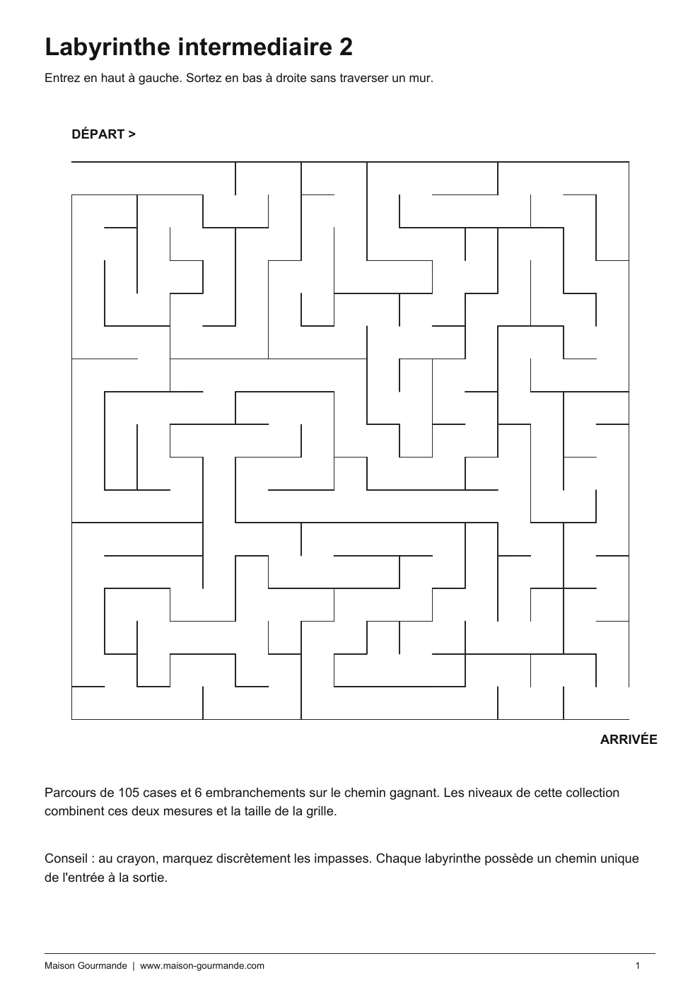Labyrinthe - intermédiaire 2 - page 1
