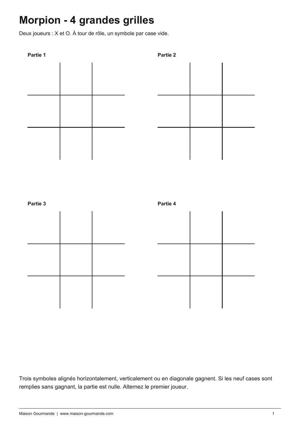 Morpion - 4 grandes grilles - page 1