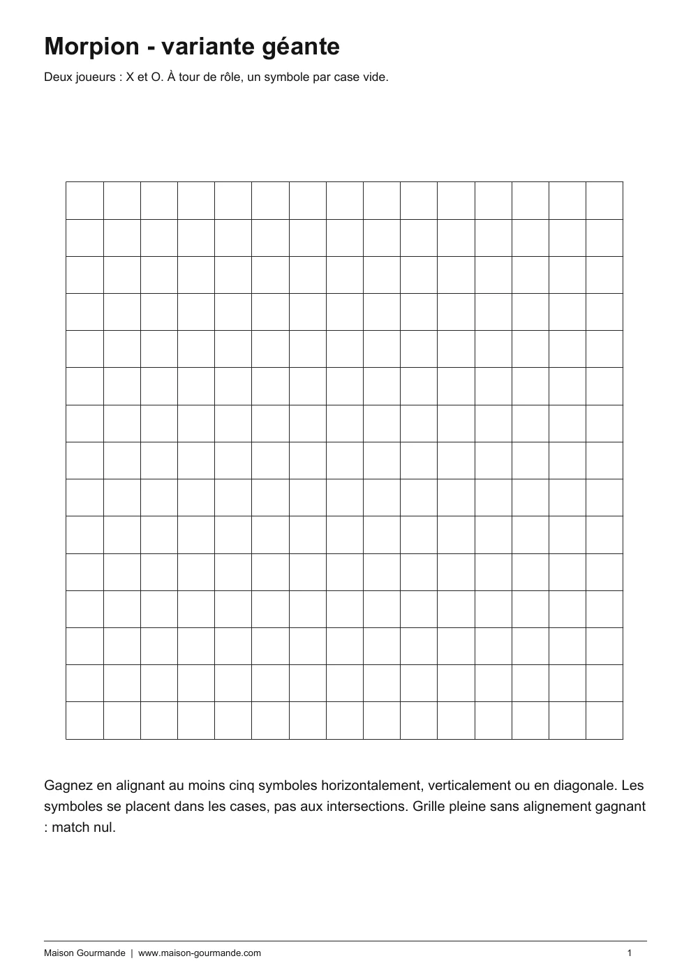 Morpion - géante - page 1