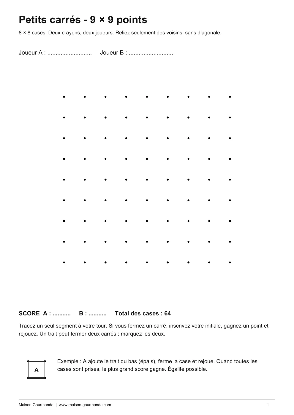 Petits carrés - 9 × 9 points - page 1