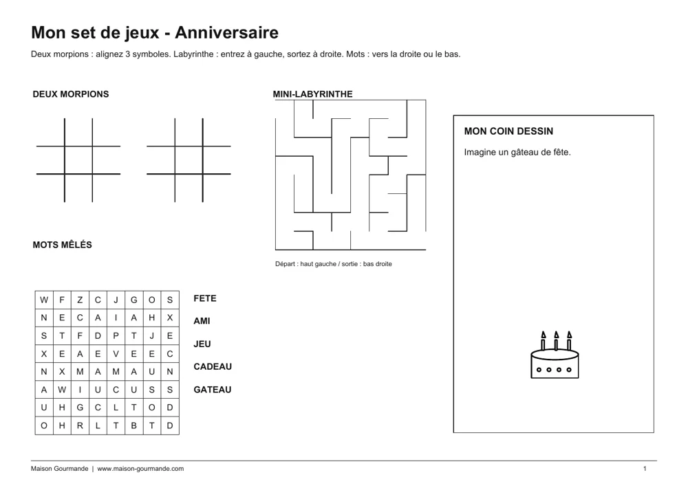 Set de table - anniversaire - page 1