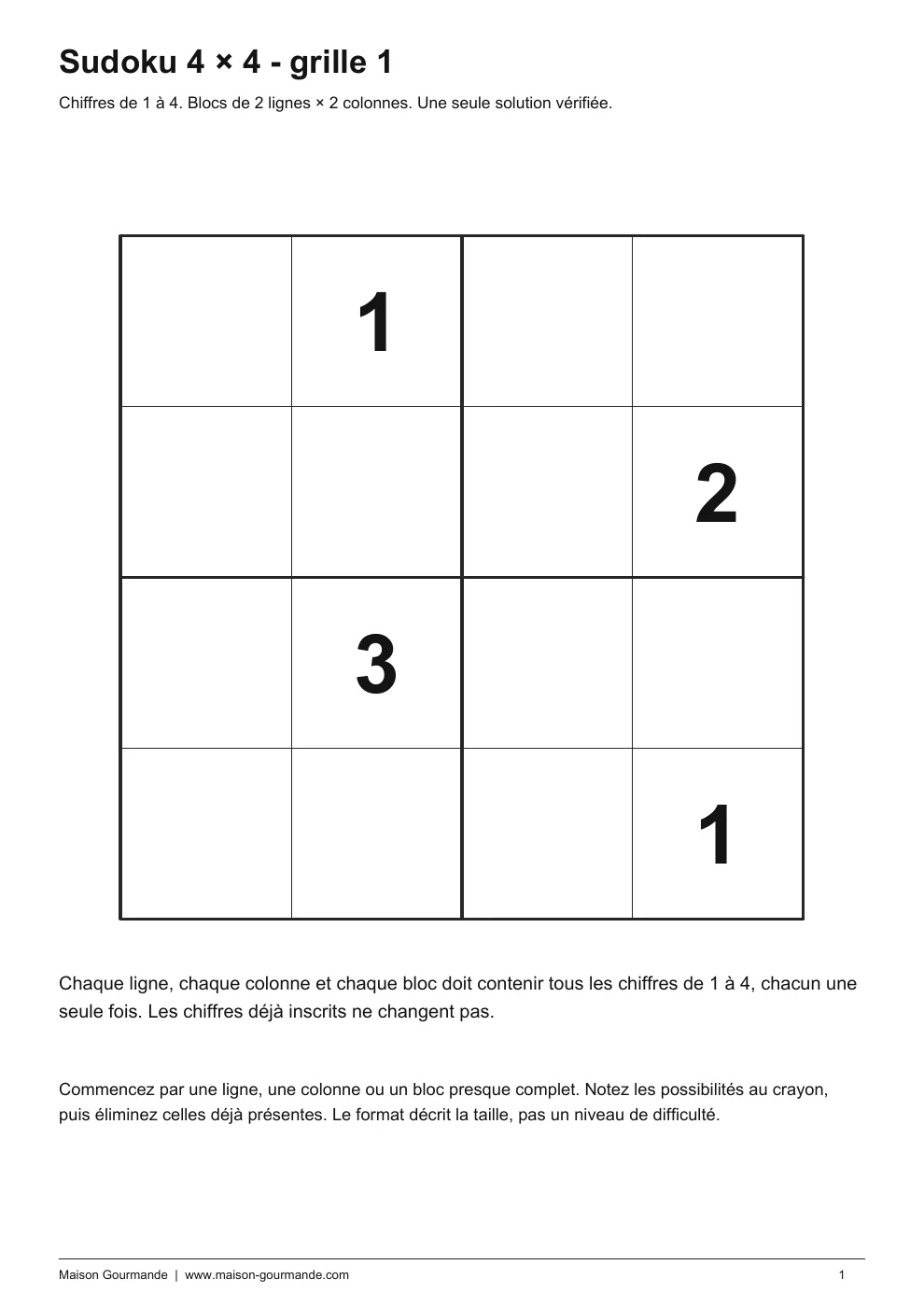 Sudoku - 4 × 4 1 - page 1