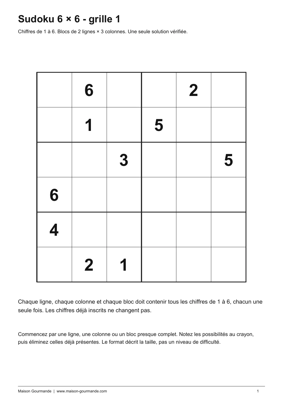 Sudoku - 6 × 6 1 - page 1